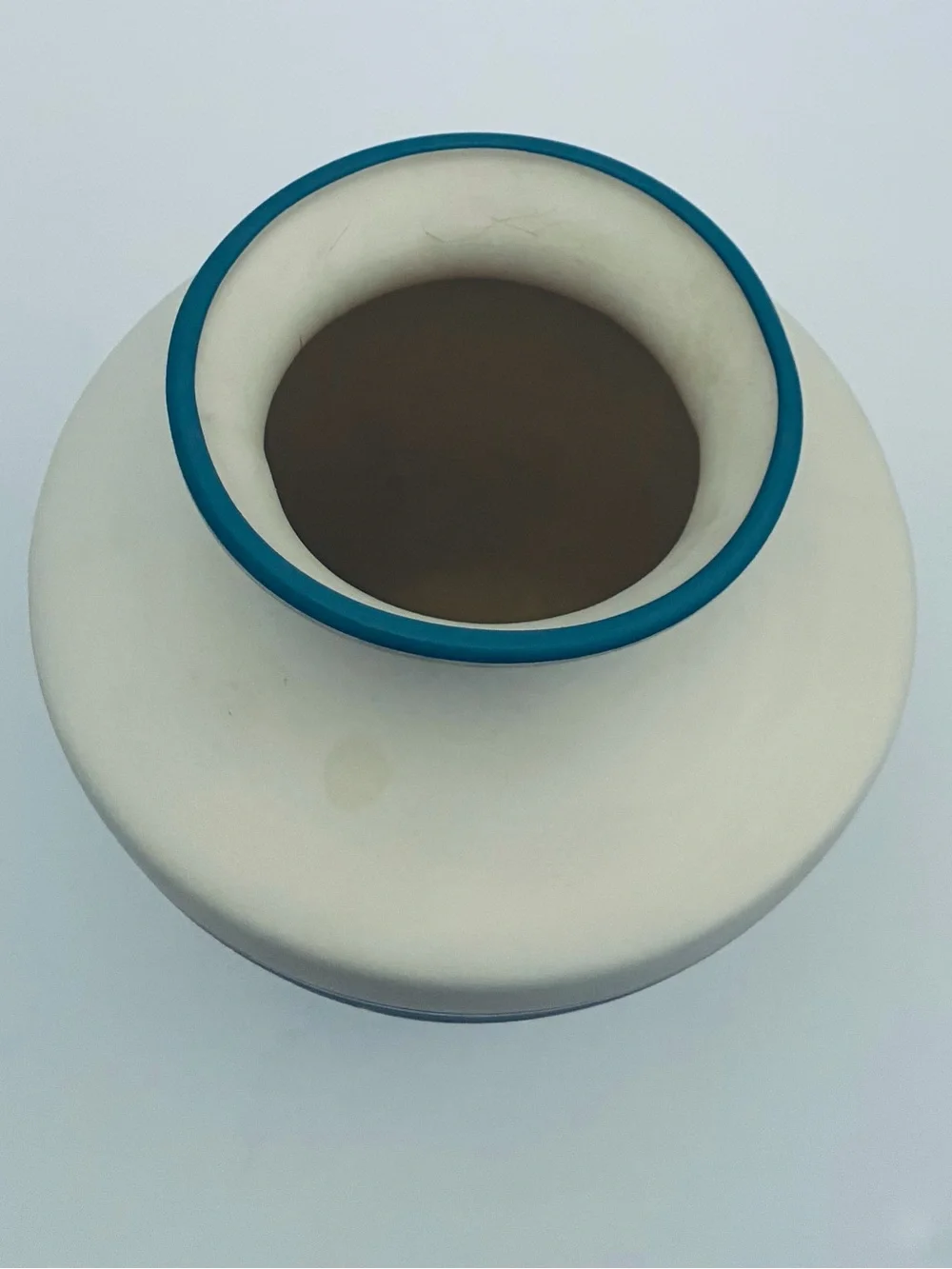 Vintage New West Pottery Hand-painted Vase Southwestern Desert Sunset Blue Rim
